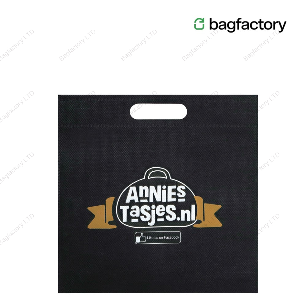 Cut out handle non-woven bag in size: 30 cm width x 30 cm height